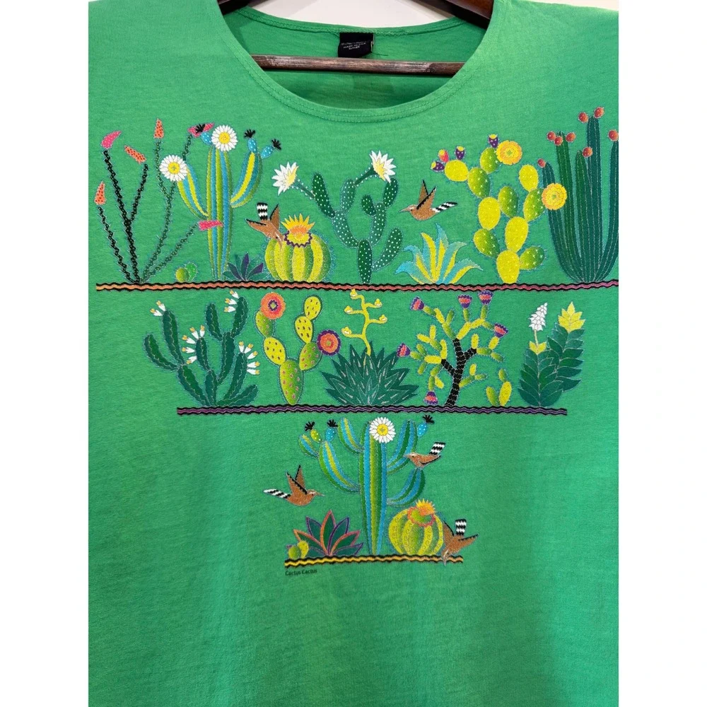 Sabaku Artwear Green Cactus Cactus Graphic T-Shirt Womens Small Cotton USA - Picture 2 of 9